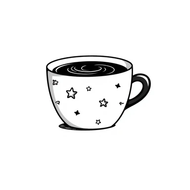 coffee cup hand drawn doodle style sticker