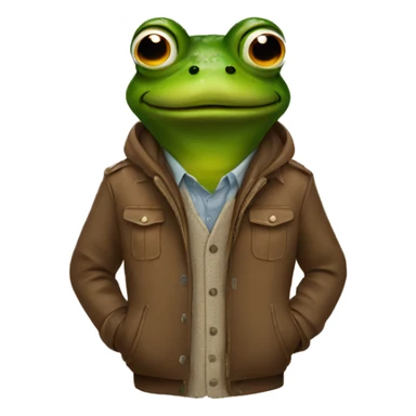 Frog wearing brown jacket sticker