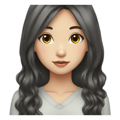 girl Japanese long hair black sticker