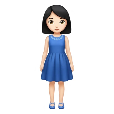 fille  en entier cheveux mi long noir et lisse  sticker