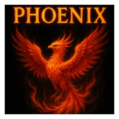 make image of phoenix with title, black background sticker
