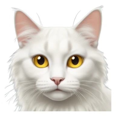 Realistic White cat with yellow eyes and fluffy ragdoll cat sticker