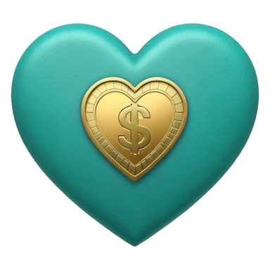 Teal heart with money sticker