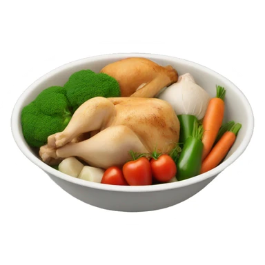 Bowl with vegetables and chicken sticker