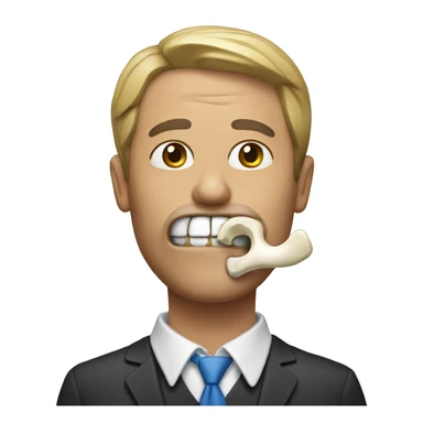 A man with a bone in his mouth  sticker
