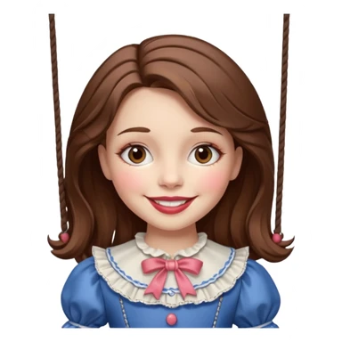 A marionette which is a girl with a brown hair and a beautiful smile sticker