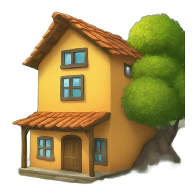 Casa en el campo con sol sticker