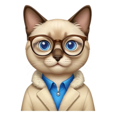 siam cat with glasses  sticker