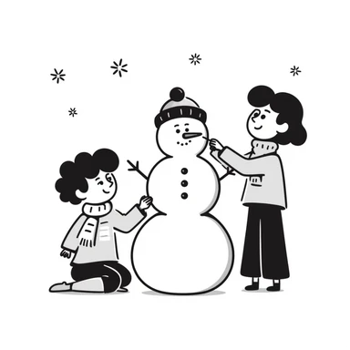 people making a snowman sticker