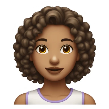 Girl with mid height curly hair , one nose piercing and one beauty mark on her left side of the face on the cheek near the nose . She is a brunette  sticker