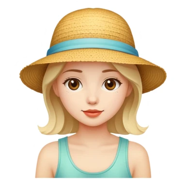 cute girl with summer hat sticker