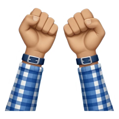 two raised hands in celebration with dark blue check between  sticker