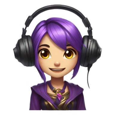 cute lulu from league of legends with a headset sticker