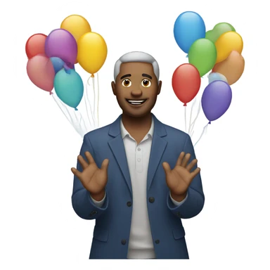 Man with balloons for hands sticker