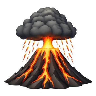 A volcano erupting with acid rain and lightning in the background sticker