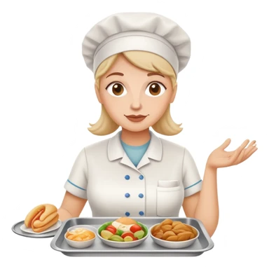 lunch lady serving gross cafeteria food, simple and expressive sticker