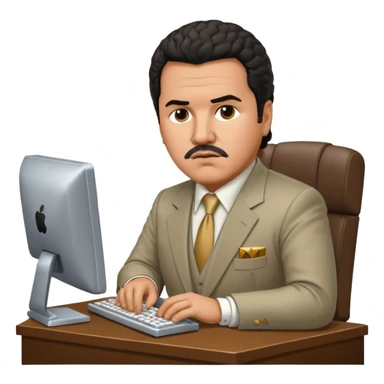 drug lord Pablo escobar using computer sticker