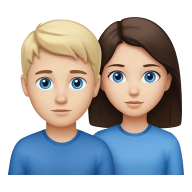 Couple blond boy bleu and the girl brunette hair and blue eyes  sticker