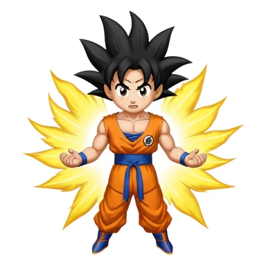 A Goku Emoji Going Super Saiyan with an aura around him sticker