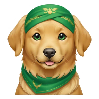 Golden Retriever with green bandana sticker