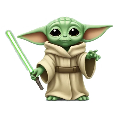 baby yoda holding a wand sticker
