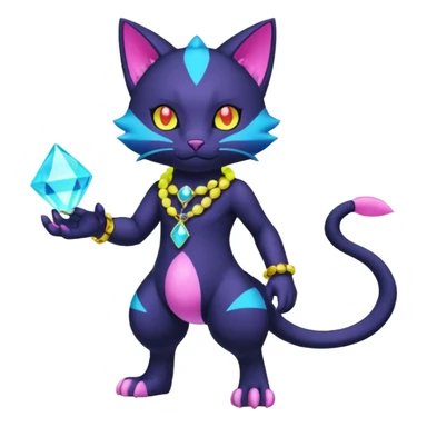 Colorful neon glowing abyssal gatomon-purloin-feline-Fakemon-Digimon-creature wearing a cool casual fashionable aesthetic clothes and accessories and jewelries and apparels fursona (full body)  sticker