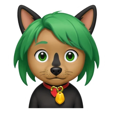 green haired black dog  sticker