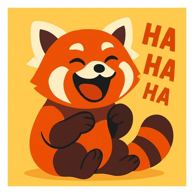 a red panda laughing, fun and expressive style sticker