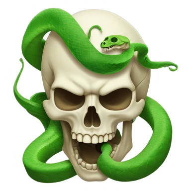 skull with open mouth green snake sticker