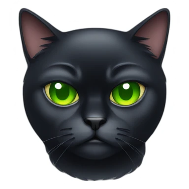 grumpy fat black cat with green eyes sticker