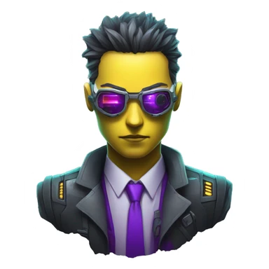 agent, laser eyes, yellow robotic face, cyberpunk, code, cyan and purple colors, only upper body portrait sticker