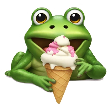 A giant frog eating ice cream sticker