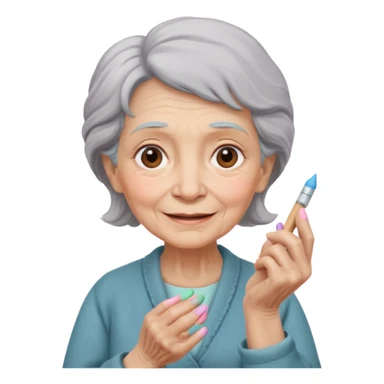 Kind Teacher – old woman, soft smile, holding chalk sticker