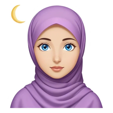 Turkish beautiful finish Konya girl blue eyes with lila color ramadan moon hijab and ramadan light background  sticker