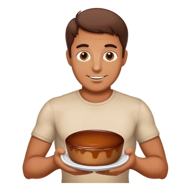 guy holding a brown pudding sticker