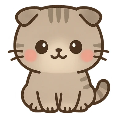 kawaii scottish fold kitten sitting, twitter style emoji sticker