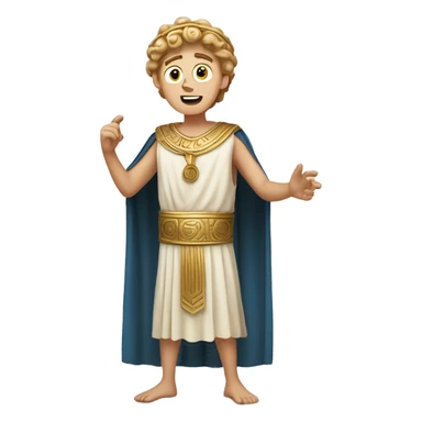 white boy in a Ancient Greek costume singing, on stage  sticker