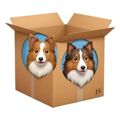 Shetland sheepdog and American shepherd in a box sticker