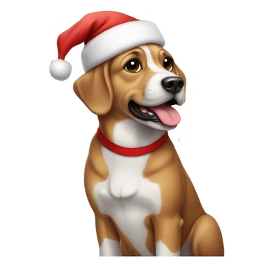Dog wearing Santa hat sticker