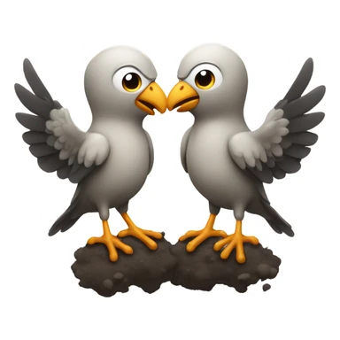 Two stinky smelly birds holding hands sticker