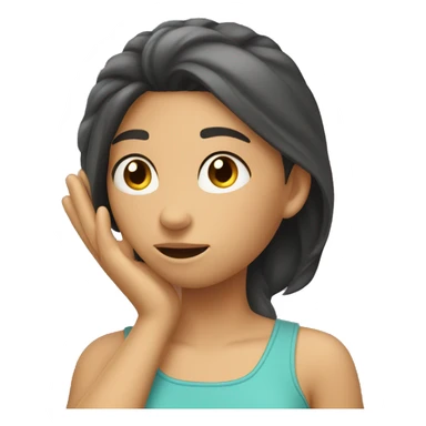 girl scratching head acting shy sticker