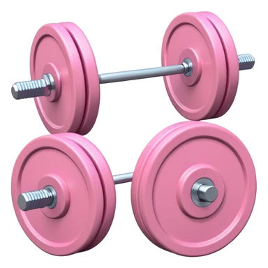 Pastel pink barbell with matching weight plates, minimal backdrop sticker