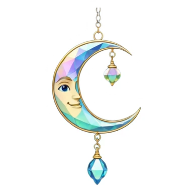 Hanging crystal crescent moon suncatcher  sticker