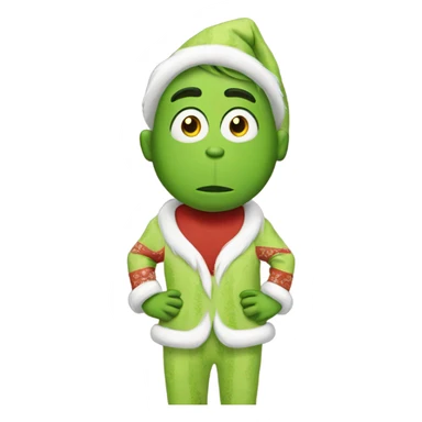 Standing emoji wearing grinch pjs sticker