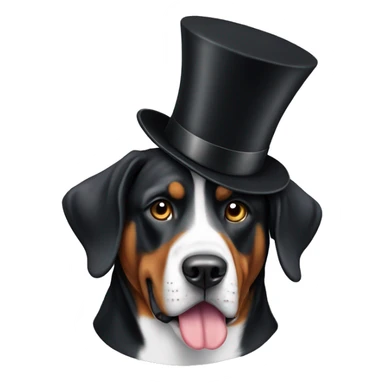 swiss mountain dog wearing a top hat sticker