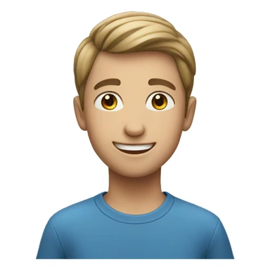 smiling boy in blue shirt sticker