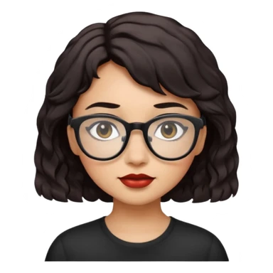 niña con pelo corto con ondas color negro rojiso con lentes negros sticker