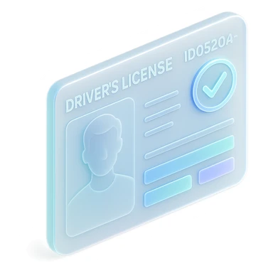 A futuristic driver's license with a sleek, modern design and holographic elements. sticker