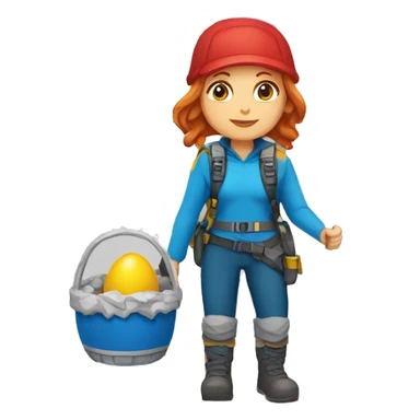 female mountaineer red hair blue cap with easter egg and greek flag  sticker