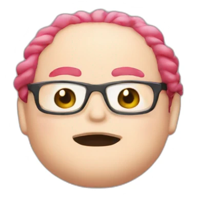 red-spectacles-fat-men-japanese-pinkhair sticker